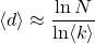 \[\langle d\rangle \approx\frac{\ln N}{ \ln \langle k \rangle}\]